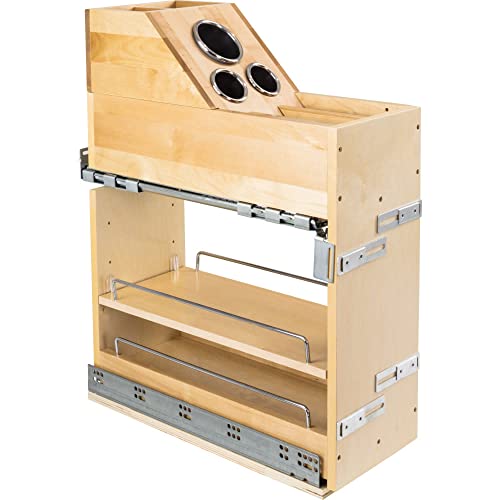 Hardware Resources VBPO-G01 8" Vanity Cabinet Organizer Insert with 5 Compartments for Grooming, Curling Iron, Hair Dryer - for 8" Wide Organizer - Natural White Birch
