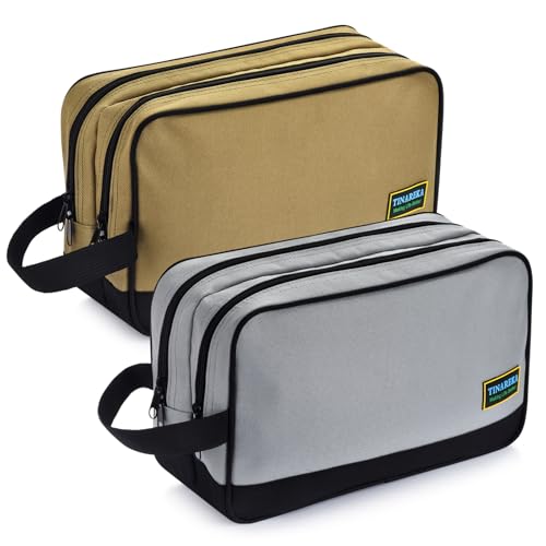 Small Tool Bag Pouch - Dual Compartments,12 Inch Zipper Tool Pouch, Utility Multipurpose Storage Organizer Tools Bag with Carrying Handle for Electrician Mechanic, Gift for Men - color: Grey & Green