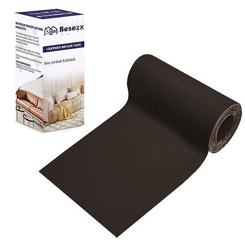 Leather Repair Patch Tape Kit, Self Adhesive Leather Repair for Furniture, Couch, Sofa, Car Seats,Office Chair,Vinyl Repair Kit.4.8inx60in - color: Dark Brown-Litchi Grain, size: 4.8 in x 60 in