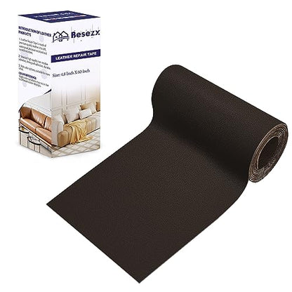 Leather Repair Patch Tape Kit, Self Adhesive Leather Repair for Furniture, Couch, Sofa, Car Seats,Office Chair,Vinyl Repair Kit.4.8inx60in - color: Dark Brown-Litchi Grain, size: 4.8 in x 60 in