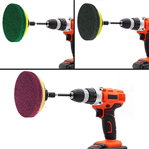 Power Scrubber Pads Drill Attachment, GOH DODD 26 Pieces 4 Inch Headlight Restoration Kit Drill Brush Scouring Cleaning Pads for Kitchen, Bathroom, Grout, Carpet, Shower, Tub, Grill,Tile, Sanding - size: 4 Inch 26 Pieces