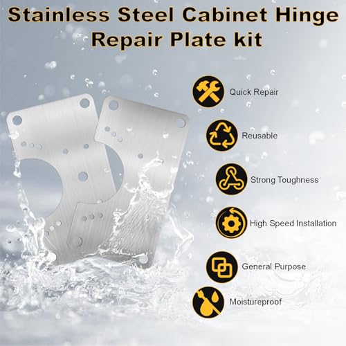 6 Pcs Cabinet Hinge Repair Plate, Hinge Repair Board, Cabinet Hinges Repair Brackets with Screws, Metal Hinges Repair Fixing Plates - size: Small