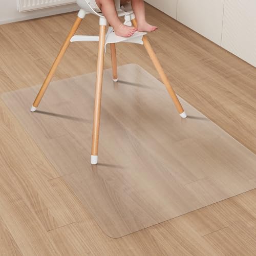 Clear Plastic Area Mat for Under Dining Table, 4'×6' Large No Slip Waterproof Vinyl Area Rug for Home, Anti-Spill Hard Floor Protector Cover, Splat Mat for Under High Chair, Easy Clean Floor Mat - color: Frosted Clear, size: 4' x 6' (Rectangular)