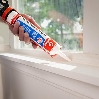 Red Devil 084620 Window & Door Silicon Acrylic Caulk, Almond Off-White, Waterproof, 10.1 oz, Pack of 1, Made in USA - color: Almond, style: Pack of 1