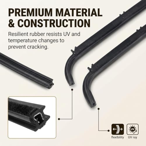 4PCS Window Moulding Trim Weatherstrip Kit, Inner & Outer Window Seal Belt Compatible with 1987-1996 Ford F150 F250 F350 Bronco & 1997 F150 Old Body Style (OBS), Replace E7TZ1521452A