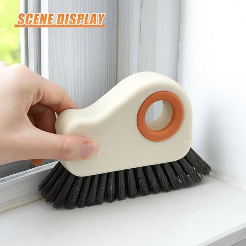 YoRise 2 in 1 Car Groove Cleaning Brush, Multifunctional Hard Bristle Car Window Track Cleaner Tool with Hidden Scraper, Universal Auto Door Crevice Cleaning Accessories for Window Sill(Orange-1PCS) - size: Orange-1PCS