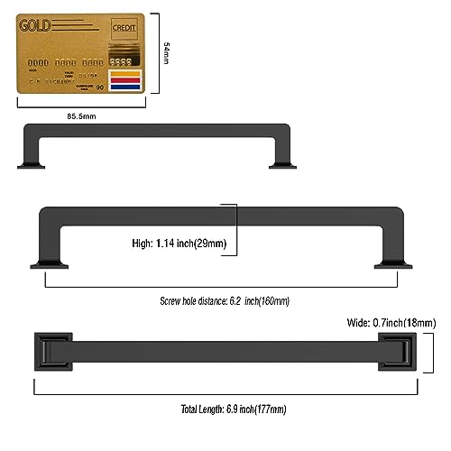 Amerdeco 10 Pack Matte Black Cabinet Pulls 6.3 Inch(160MM) Hole Centers Kitchen Cabinet Handles Cabinet Hardware Kitchen Handles for Cabinets Cupboard Handles Drawer Pulls ZH0019 - color: Matte Black, size: 6.25"/160MM Hole Center