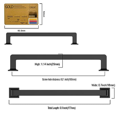 Amerdeco 10 Pack Matte Black Cabinet Pulls 6.3 Inch(160MM) Hole Centers Kitchen Cabinet Handles Cabinet Hardware Kitchen Handles for Cabinets Cupboard Handles Drawer Pulls ZH0019 - color: Matte Black, size: 6.25"/160MM Hole Center