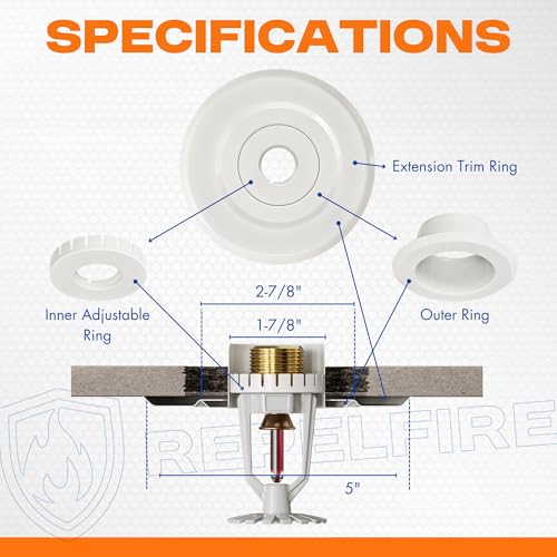 Extension Trim Ring for Recessed Fire Sprinkler Escutcheons - White Oops Ring Cover Holes Up to 5 Inches when Paired with Recessed Escutcheon - Covers Miscuts, Damaged Drywall Around Sprinkler Heads - color: White, size: 12-Pack