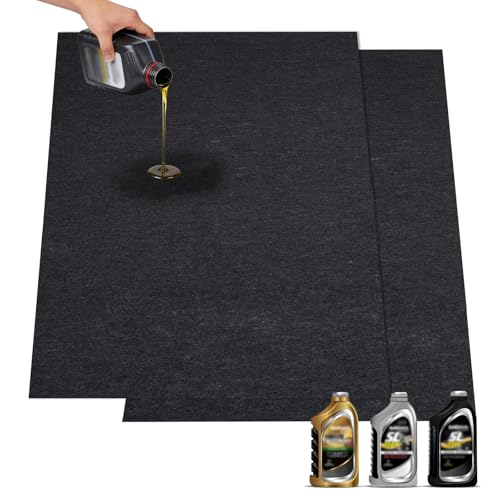 Grefinity Oil Spill Mat, 2 Pack 36" x 60" Oil Mat for Driveway, Under Car Pad for Garage Floor, Protects Against Oil, Chemicals & Stains with TPE Anti-Leak Backing, Reusable & Washable - size: 36"x60"（2 PCS）