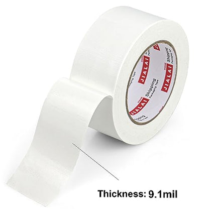 JIALAI HOME White Duct Tape Heavy Duty, 12 Roll Multi Pack, 30 Yards x 2 Inch, 9 Mil Strong, Flexible, Waterproof and Tear by Hand - for Home Use, Do-It-Yourself Projects and Repairs - color: White