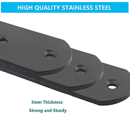 4 Pack Flat Mending Plate for Wood, ULIFESTAR Black Iron Flat Straight Brace Brackets Metal Repair Fixing Wood Brace Joining Plates Connector for Repairing Wooden Furniture with Mounting Screws - size: 4.9 X 1.5 X 0.12 Inches