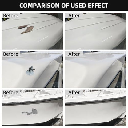 Globalcom Fiberglass Boat Repair Kit White, Gel Coat Repair Kit for Boats, Marine Fiberglass Repair Kit for Boats, Epoxy Filler for Boats, Fiberglass Repair Kit Fix Holes Chips Pit Cracks
