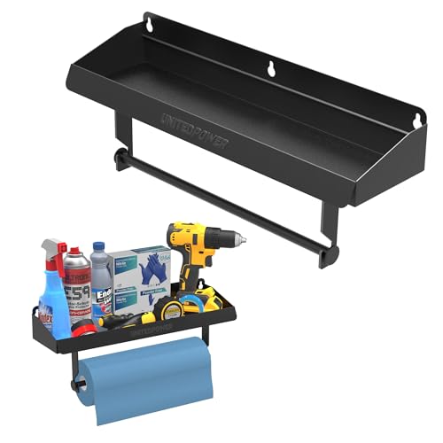 UNITEDPOWER Hand Tool Tray with Paper Holder, 2-in-1 Wall Mount Hardware Small Tools Rack, Storage Organizer for Workshop, Shed, Garage, Holds 40 lbs