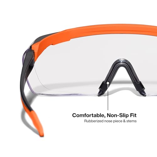 KLEIN TOOLS 03006 Over-The-Glasses Safety Glasses, Clear Lens, ANSI Z87.1+ and CSA Z94.3 Certified, Anti-Fog and Scratch Resistant, UV Protection, Fits Over Prescription Eyewear - size: Over-the-Glasses, Clear