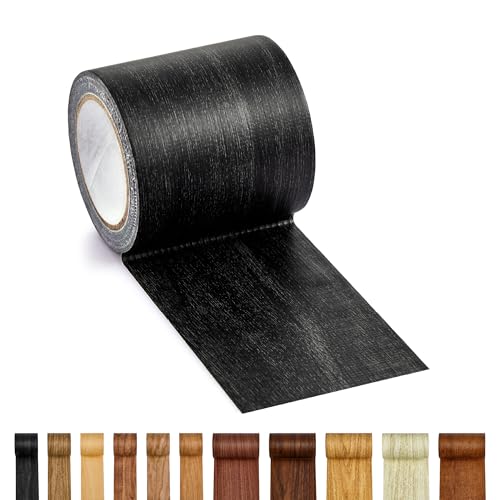 ECOHomes Wood Grain Repair Tape - Self Adhesive Brown Wood Colored Tape for Furniture Repair | Peel & Stick Veneer Strips Trim, Woodgrain Duct Tape for Furniture, Vinyl Floor, Door Patch Kit (Black) - color: Black Wood, size: 2.25 Inch By 15 Ft