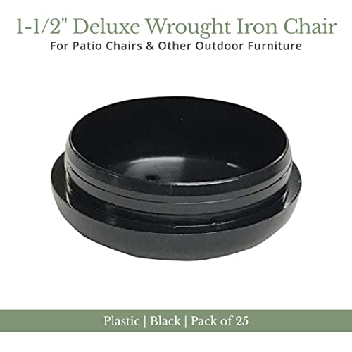 1-1/2" Deluxe Wrought Iron Chair Glides, Protect Your Outdoor Furniture, Chair Leg Floor Protectors, Floor Protector, Pack of 25, Black - size: Pack of 25