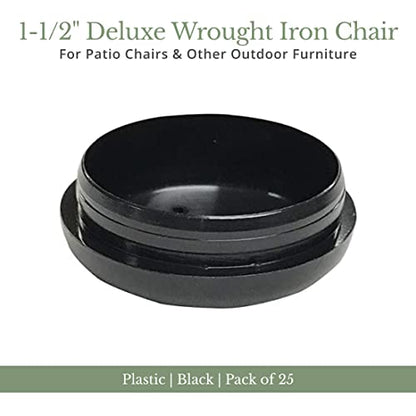 1-1/2" Deluxe Wrought Iron Chair Glides, Protect Your Outdoor Furniture, Chair Leg Floor Protectors, Floor Protector, Pack of 25, Black - size: Pack of 25