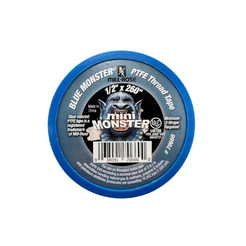 Millrose 70660 Monster Roll PTFE Thread Seal Tape, 1/2-Inch x 260-Inch, Blue