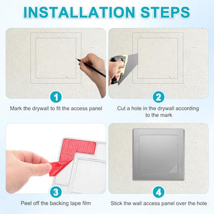 M METERXITY 1-Pack Access Panel for Drywall, 6x6 Inch Plastic Self Adhesive Wall Hole Cover Access Doors for Wiring Cable/Ceiling, Removable Plumbing Wall Panel [Grey, Vented Square] - color: Gray