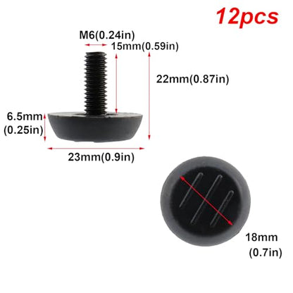 Antrader 12 Pack M6×15mm Furniture Lvelers,Table Leg Levelers,Levelling Foot Screw on Furniture Glides Foot Adjuster Mini Adjustable Feet, 23mm Base Diameter,Black - color: Black, size: M6×15mm