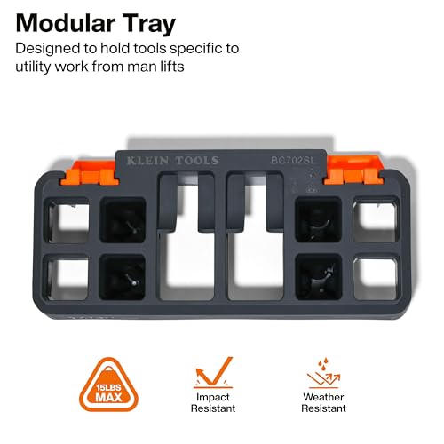 KLEIN TOOLS BC702SL Tool Holder Module Rail System Attachment, 15-Pound Load Rating, High-Impact Plastic, Weather-Resistant with Swappable Inserts for Man Lifts and Scissor Lifts - size: Tool Holder