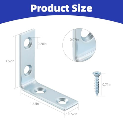 40 Pack L Bracket Corner Braces, Small Metal L Brackets for Wood, 1.5 inch Steel Joist Right Angle Brackets for Wood Shelves Chair Drawer Cabinet with Screws, Zinc Plated HOME MASTER HARDWARE - size: 1-1/2 inch Zinc-40Pack