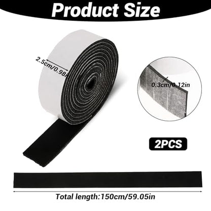 2 Rolls 60 X 1 Inch Felt Strips with Adhesive Backing, Non Slip Felt Tapes Felts Strips for Furniture Pads Furniture Self-Stick Heavy Duty Polyester for Protecting Hardwood Surfaces Floors Chair Wall