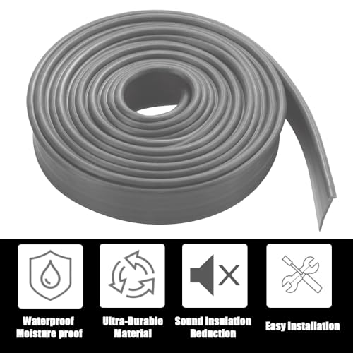 Shower Bottom Waterproof Door Rubber Sweep Trim Black Seal for Home Bathroom, 108 x 13/16 x 5/32 Inch Tee Insert Shape (Grey) - color: Gray