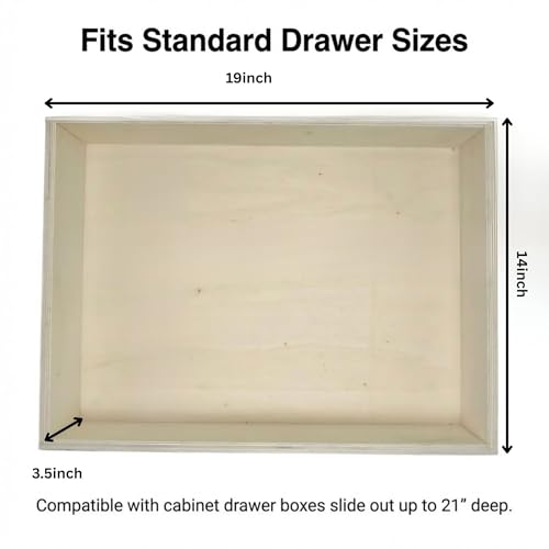 14" W x 19" D x 3.5" H Replacement Kitchen Drawer Box – DIY Kit for Cabinet Drawer Replacement, Pull Out Cabinet Drawers, Wooden Rollout Shelves & Sliding Drawers for Kitchen Cabinets 19–21" Deep