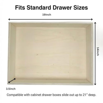 14" W x 19" D x 3.5" H Replacement Kitchen Drawer Box – DIY Kit for Cabinet Drawer Replacement, Pull Out Cabinet Drawers, Wooden Rollout Shelves & Sliding Drawers for Kitchen Cabinets 19–21" Deep