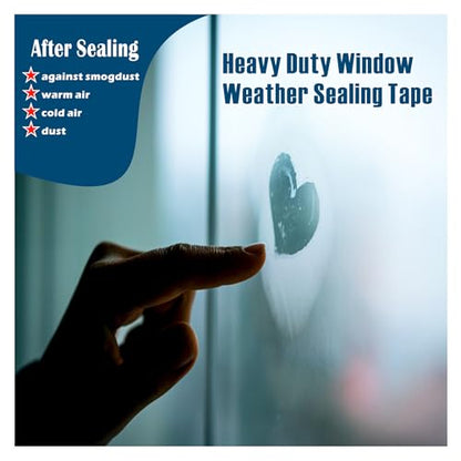 Transparent Window Weather Sealing Tape, 4-Inch x 85FT, Clear Window Draft Isolation Sealing Film Tape-Clear Draft Stopper Adhesive Tape for Doors, Windows and Shower Glass Gaps (4-Inch x 85FT) - size: 4-Inch x 85FT