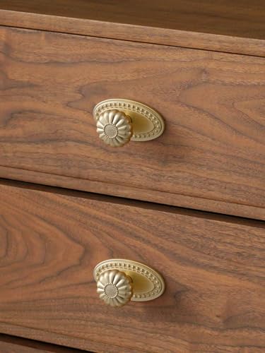 Brushed Gold Cabinet Knobs 10 Pack with Base Brass Drawer Pulls Kitchen Cupboard Bathroom Dresser Cabinet Hardware Handles Zinc Alloy - color: Brushed Gold, size: Knob with Base