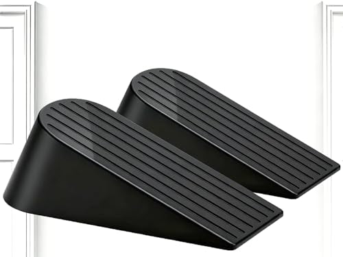 Large Door Stopper 2 Packs, Big Doors Stop for Floor Rubber Doorstop Wedge, Door Gaps and Prevent The Lock-Outs, Floor Sturdy Door Stopper for Heavy Duty Bottom of Door, Black