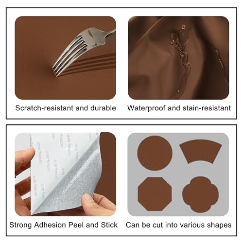 Self Adhesive Leather Repair Patch,8x12 inch Vinyl Repair Kit,Leather Repair Kit for Furniture,Car Seat,Couch,Office Chair,2 Pcs Light Brown - color: Light brown, size: 8*12inch