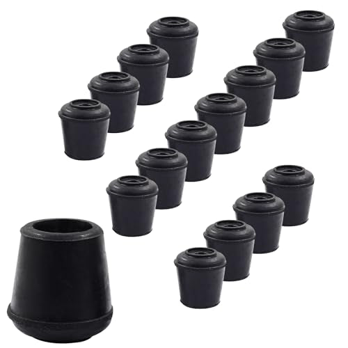 16pcs 5/8 Inch Round Chair Leg Tips Caps, Non-Slip Rubber Chair Leg Floor Protectors, Black Furniture Leg Caps Fit for 0.59"-0.63" (15-16mm) Diameter Round Feet - size: 5/8 Inch-Black