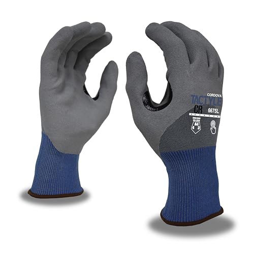 Cordova 6675 Enhanced Grip Safety Work Gloves - 18-Gauge TACTYLE CR with TUF-COR Coating, Touchscreen Capability & Cut Level A4 Protection, Medium, 1-Pack