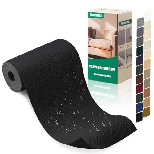 Gheeidau Canvas Repair Tape 4×70 Inch Waterproof Self-Adhesive Fabric Repair Patch for Repairing Boat Covers,Tents,Patio Umbrellas,Car Seats,Luggage,Sofas.(Black) - color: Black