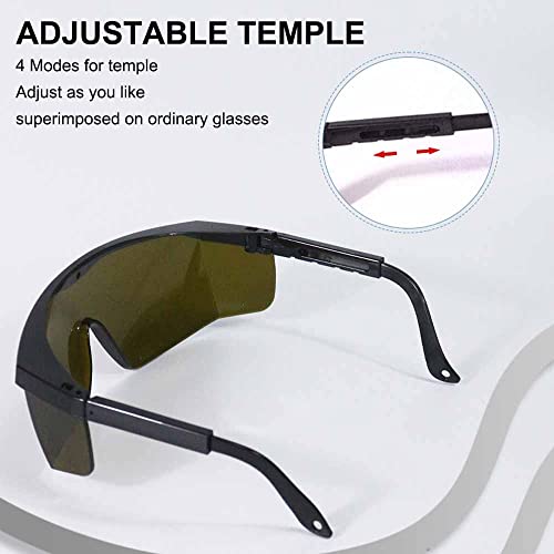 Laser Safety Glasses Eye Protection, OD 5+190nm-480nm &750nm-2000nm Wavelength IPL Laser Glasses Eye Protection, Infrared Light for Laser Engraving Safety Goggles with Adjustable Temples - color: Green