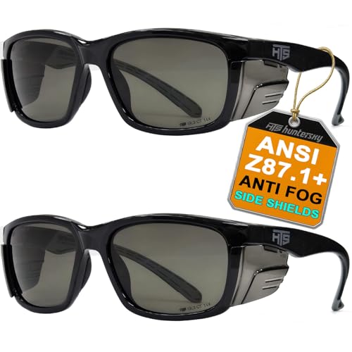 HTS HUNTERSKY E60 Anti-Fog Safety Glasses with Side Shields ANSI Z87 Eye Protection for Men Women Lab Chemistry Goggles DIY - color: Black & Gray - 2