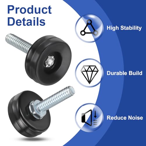 uxcell 1/4"-20 Thread Furniture Feet Levelers, 8Pcs 25mm l Adjustable Furniture Feet Screw in Threaded Leveling Leg Screw on Chair Foot Glides Leveling for Table Chair Black - color: Black, size: 1/4"-20 25mm
