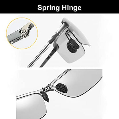 YIMI Polarized Photochromic Driving z87 Sunglasses For Men Women Day and Night safety glasses - color: Gun Frame