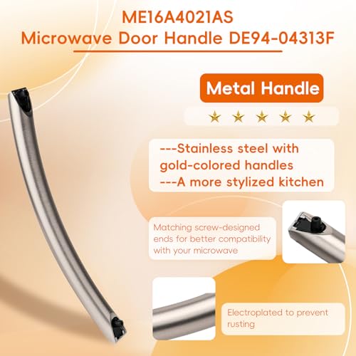 Upgrade ME16A4021AS Microwave Door Handle(Rose Gold 12.28in), Replaces with Samsung Microwave Handle ME16A4021AS, with 2 Screws, DE94-04313F Microwave Door Handle, 365 Days Warranty