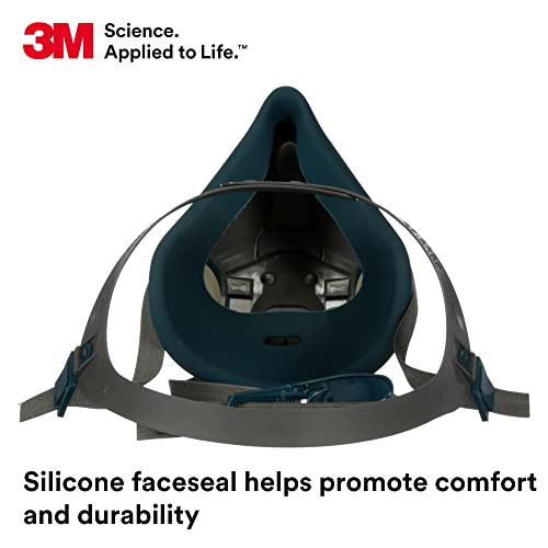 3M Rugged Comfort Half Facepiece Reusable Respirator 6502, NIOSH, Cool Flow Valve Helps Reduce Heat and Moisture, Silicone Faceseal Provides a Firm Seal, Welding, Sanding, Cleaning, Grinding, Medium - style: Medium