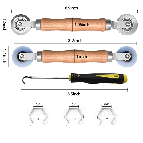 BAYTORY Upgrade Window Screen Repair Kit, Steel/Nylon Roller Tool with Bearing, Spline Removal Hook and 12Pcs Screen Clips Replacement for Installing Door Mesh Screens - style: Nylon & Stainless Steel & Screen Holder Clips & Spline Removal Hook