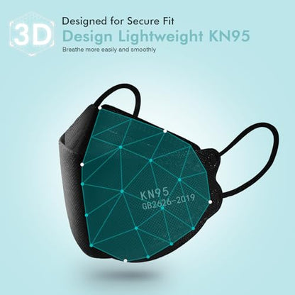 LEMENT KN95 Face Masks 100 Pack,Breathable Black Disposable Face Masks For Adult,Teenager