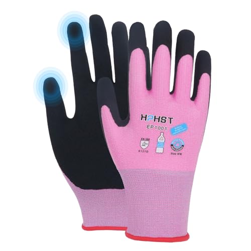 Work Gloves for Women, Eco Friendly Safety Work Gloves with Breathable Rubber Coated, Smart Touch,3 Pairs - color: Pink, size: Small