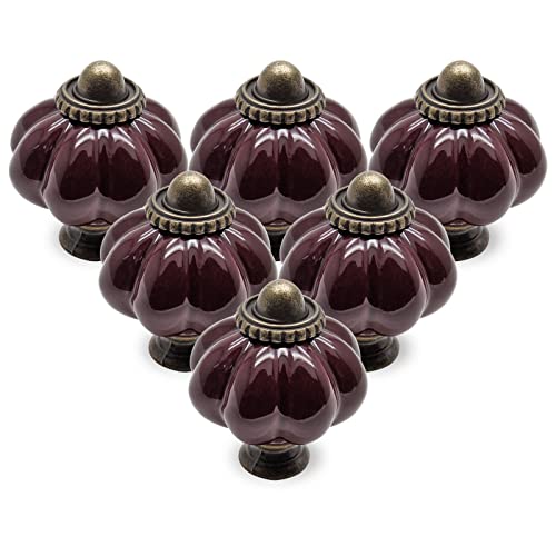 12pcs Dark Purple Vintage Ceramic Cabinet Knobs, Dresser Knobs with Mounting Screws - color: Dark Purple, size: 12 Pieces