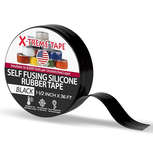 X-Treme Tape MOCAP Heavy Duty Electrical Tape, Self-Fusing Silicone Rubber, Waterproof & Insulating Flexible Tape, Electrical for Hose, Automotive, Outdoor & Repairs - 1-1/2 Inch x 36 Ft Roll - Black - color: Black, size: 1-1/2" wide x 36 ft long