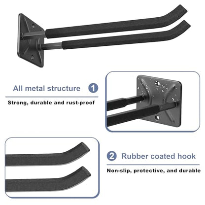 WALMANN Wall Mounted Garage Hooks, Heavy Duty 12-inch Tool Hooks for Hanging, Tool Hangers for Car Tires, Ladders, Folding Chairs, Strollers, Garden Tools (Pack of 4) - style: Pack of 4